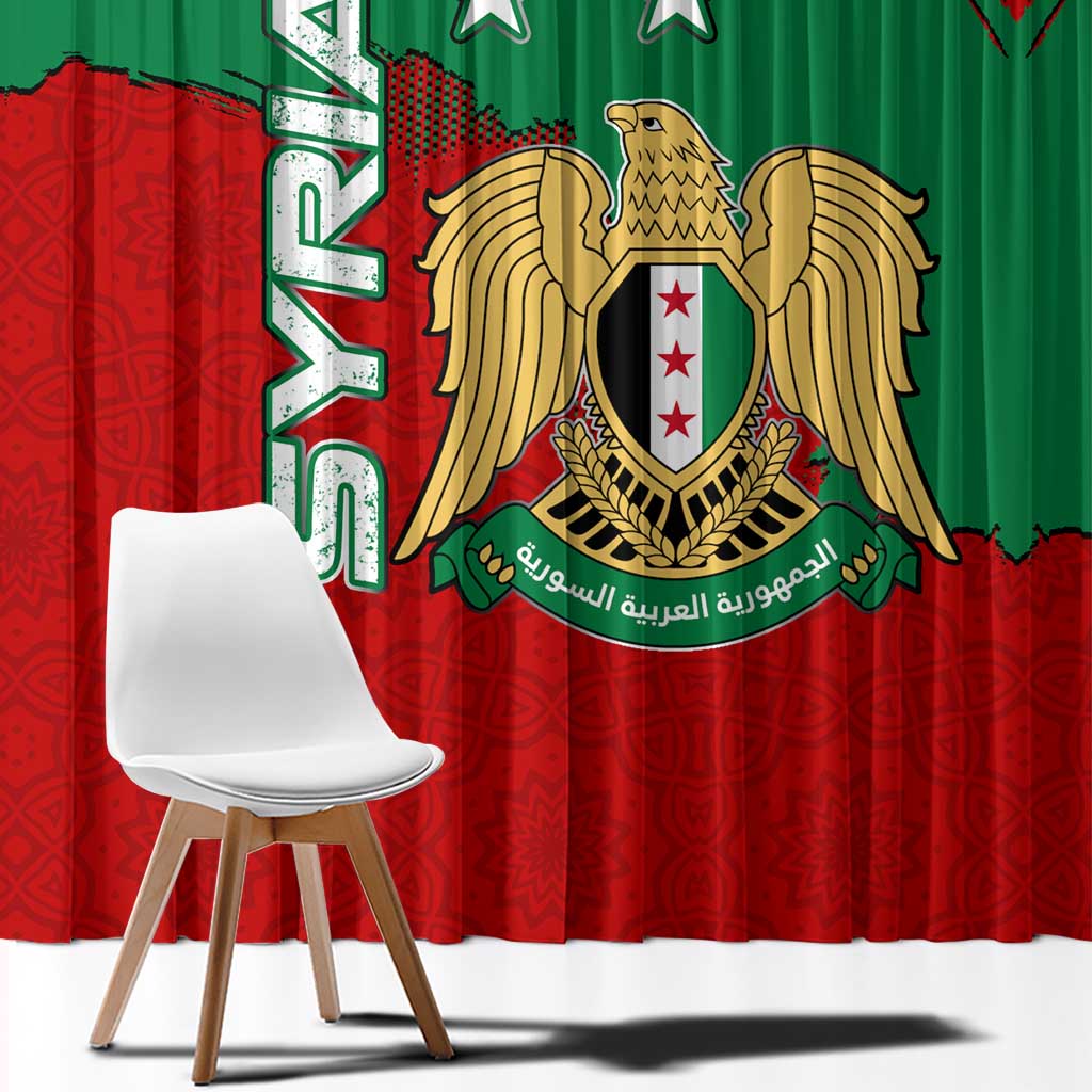 Syria National Emblem Window Curtain with Map and Flag Pattern