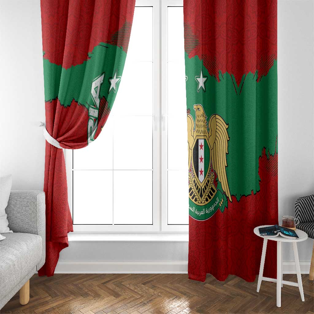 Syria National Emblem Window Curtain with Map and Flag Pattern