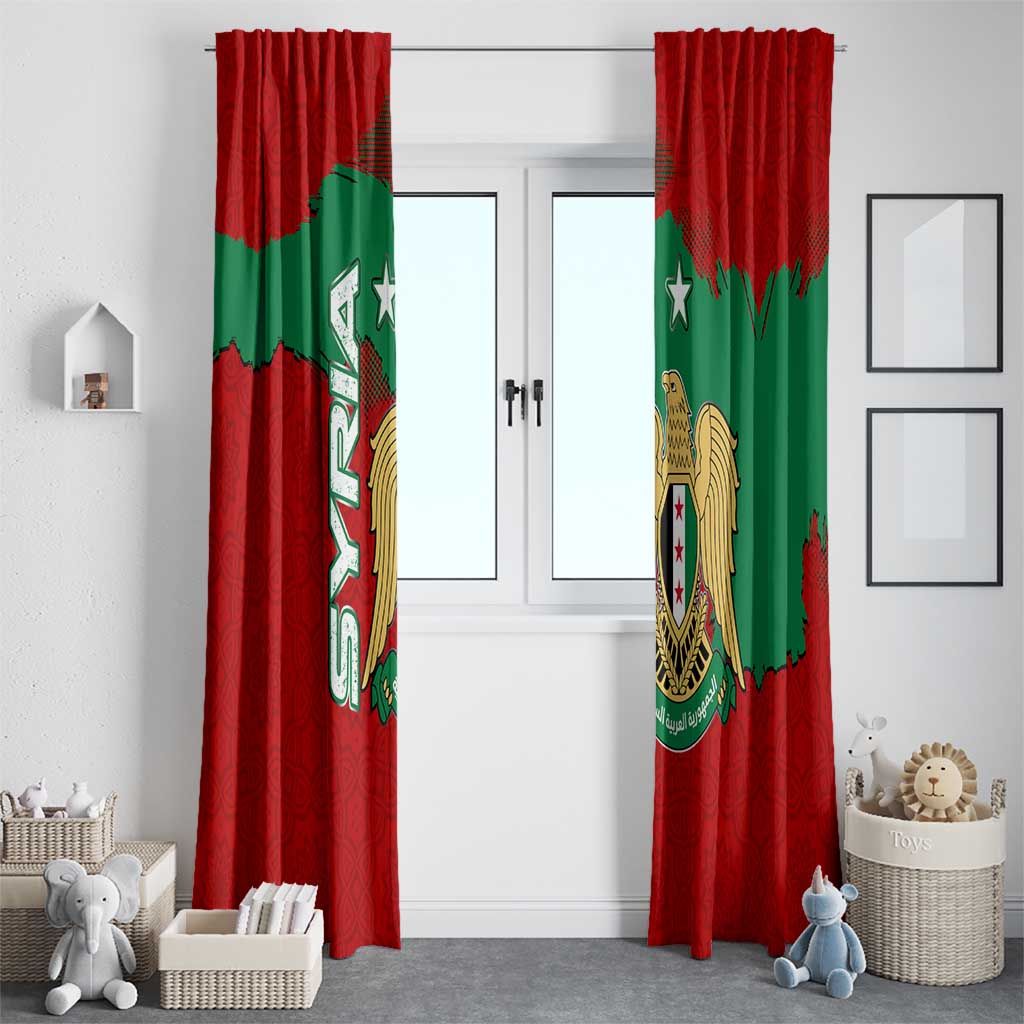 Syria National Emblem Window Curtain with Map and Flag Pattern
