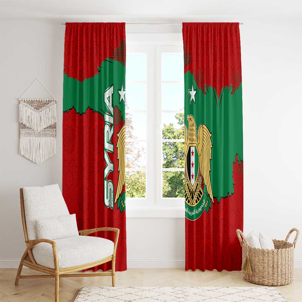 Syria National Emblem Window Curtain with Map and Flag Pattern