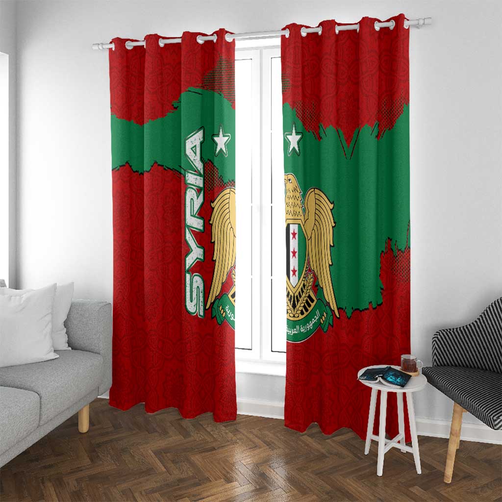 Syria National Emblem Window Curtain with Map and Flag Pattern