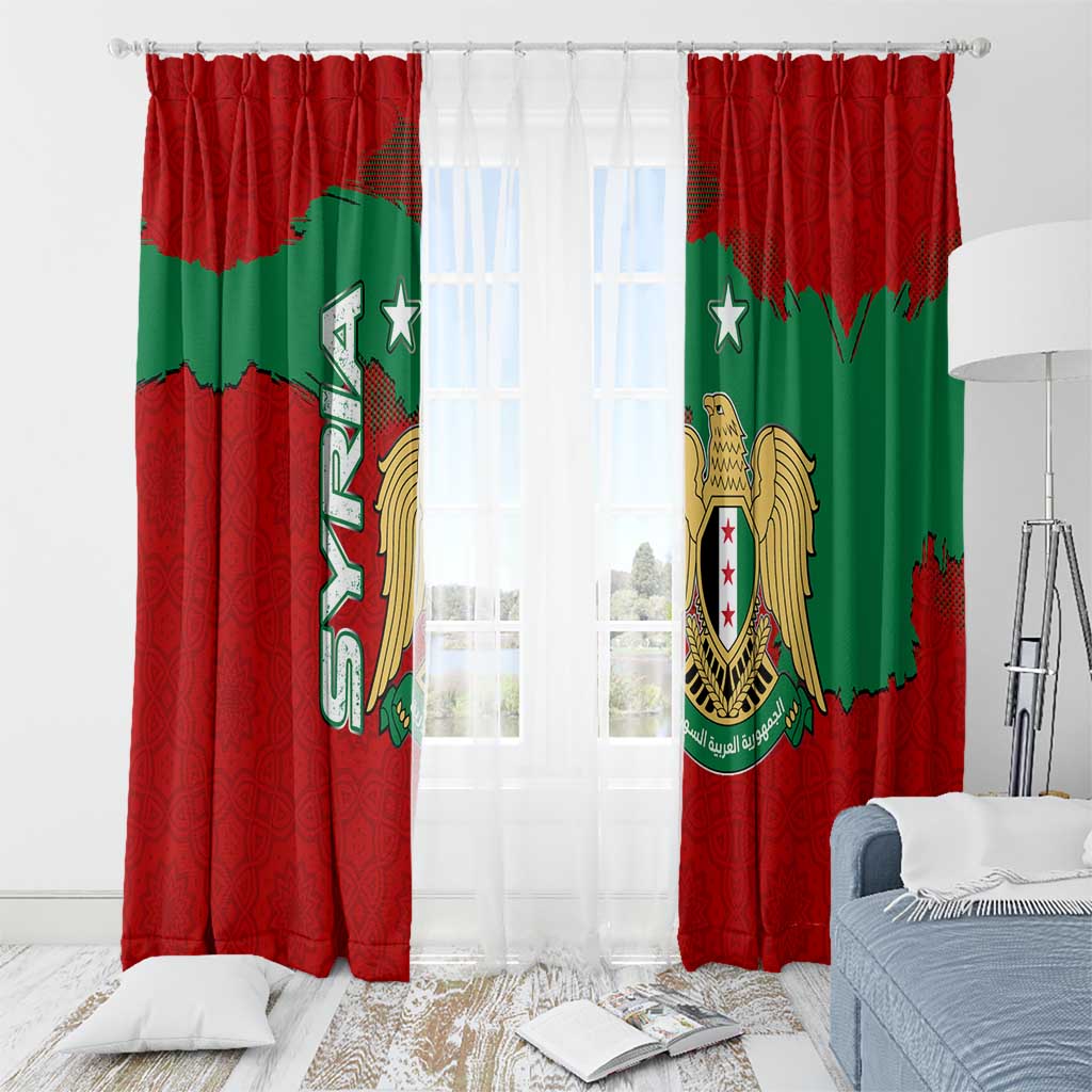 Syria National Emblem Window Curtain with Map and Flag Pattern