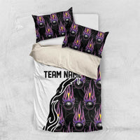 Personalized Bowling Flame Bedding Set Black and White Split Pattern and Purple Fireball Graphics - Wonder Print Shop