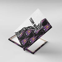 Personalized Bowling Flame Canvas Wall Art Black and White Split Pattern and Purple Fireball Graphics - Wonder Print Shop
