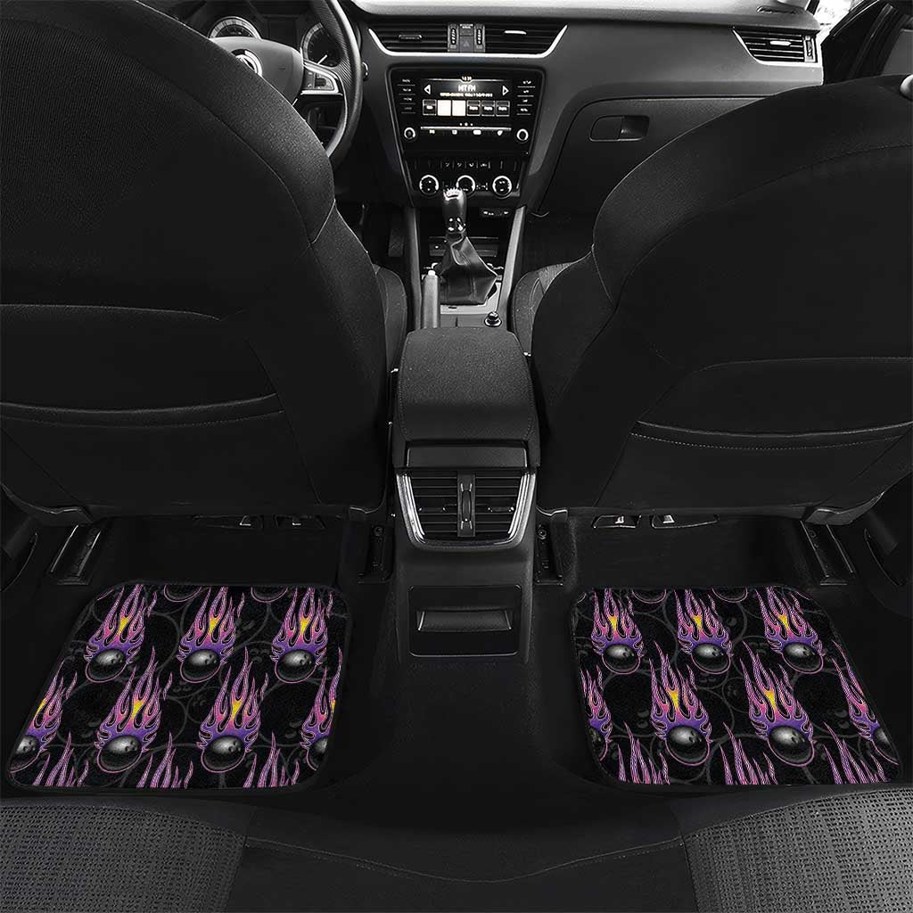 Personalized Bowling Flame Car Mats Black and White Split Pattern and Purple Fireball Graphics - Wonder Print Shop