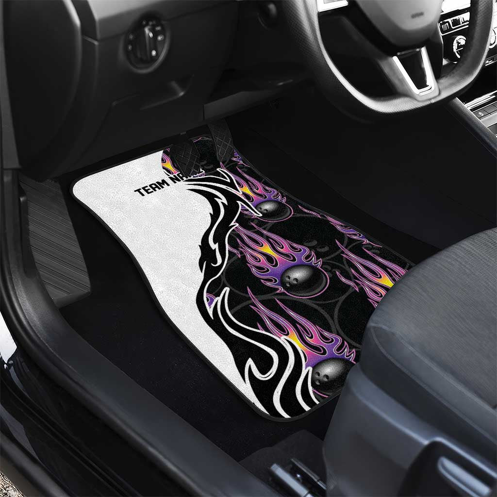 Personalized Bowling Flame Car Mats Black and White Split Pattern and Purple Fireball Graphics - Wonder Print Shop