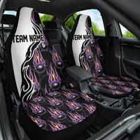 Personalized Bowling Flame Car Seat Cover Black and White Split Pattern and Purple Fireball Graphics - Wonder Print Shop