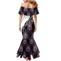 Personalized Bowling Flame Mermaid Dress Black and White Split Pattern and Purple Fireball Graphics - Wonder Print Shop