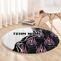 Personalized Bowling Flame Round Carpet Black and White Split Pattern and Purple Fireball Graphics - Wonder Print Shop