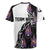Personalized Bowling Flame Rugby Jersey Black and White Split Pattern and Purple Fireball Graphics - Wonder Print Shop