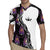 Personalized Bowling Flame Rugby Jersey Black and White Split Pattern and Purple Fireball Graphics - Wonder Print Shop