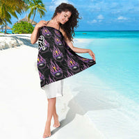 Personalized Bowling Flame Sarong Black and White Split Pattern and Purple Fireball Graphics - Wonder Print Shop