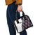 Personalized Bowling Flame Shoulder Handbag Black and White Split Pattern and Purple Fireball Graphics - Wonder Print Shop