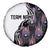 Personalized Bowling Flame Spare Tire Cover Black and White Split Pattern and Purple Fireball Graphics - Wonder Print Shop