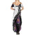 Personalized Bowling Flame Summer Maxi Dress Black and White Split Pattern and Purple Fireball Graphics - Wonder Print Shop