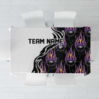 Personalized Bowling Flame Tablecloth Black and White Split Pattern and Purple Fireball Graphics - Wonder Print Shop