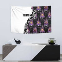 Personalized Bowling Flame Tapestry Black and White Split Pattern and Purple Fireball Graphics - Wonder Print Shop