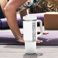 Personalized Bowling Flame Tumbler With Handle Black and White Split Pattern and Purple Fireball Graphics - Wonder Print Shop