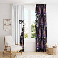 Personalized Bowling Flame Window Curtain Black and White Split Pattern and Purple Fireball Graphics - Wonder Print Shop