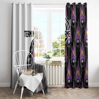 Personalized Bowling Flame Window Curtain Black and White Split Pattern and Purple Fireball Graphics - Wonder Print Shop