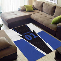 Personalized Bass Fishing Area Rug Jumping Fish and Blue White Lightning Pattern Design - Wonder Print Shop