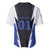 Personalized Bass Fishing Baseball Jersey Jumping Fish and Blue White Lightning Pattern Design - Wonder Print Shop