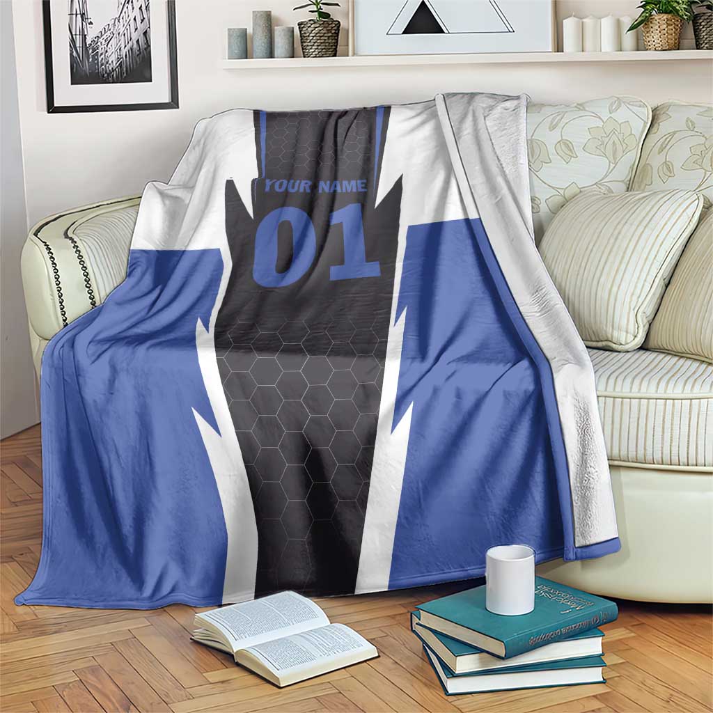 Personalized Bass Fishing Blanket Jumping Fish and Blue White Lightning Pattern Design - Wonder Print Shop