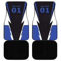 Personalized Bass Fishing Car Mats Jumping Fish and Blue White Lightning Pattern Design - Wonder Print Shop
