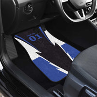 Personalized Bass Fishing Car Mats Jumping Fish and Blue White Lightning Pattern Design - Wonder Print Shop
