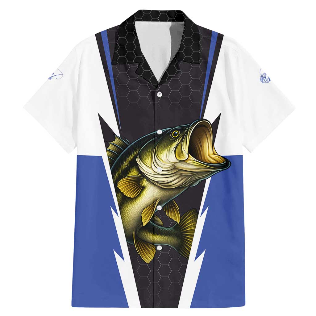 Personalized Bass Fishing Family Matching Mermaid Dress and Hawaiian Shirt Jumping Fish and Blue White Lightning Pattern Design - Wonder Print Shop