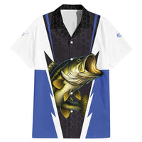 Personalized Bass Fishing Family Matching Mermaid Dress and Hawaiian Shirt Jumping Fish and Blue White Lightning Pattern Design - Wonder Print Shop