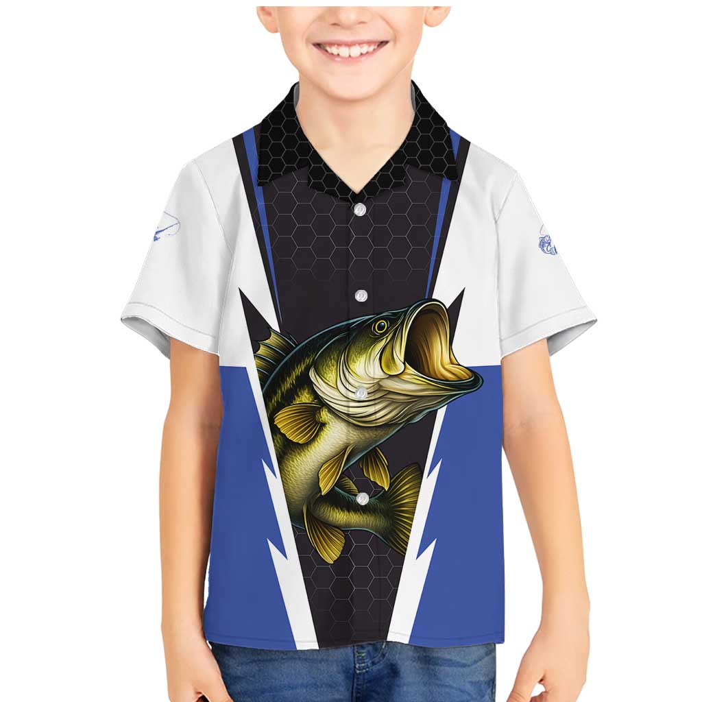 Personalized Bass Fishing Family Matching Mermaid Dress and Hawaiian Shirt Jumping Fish and Blue White Lightning Pattern Design - Wonder Print Shop