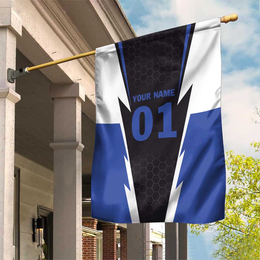 Personalized Bass Fishing Garden Flag Jumping Fish and Blue White Lightning Pattern Design - Wonder Print Shop