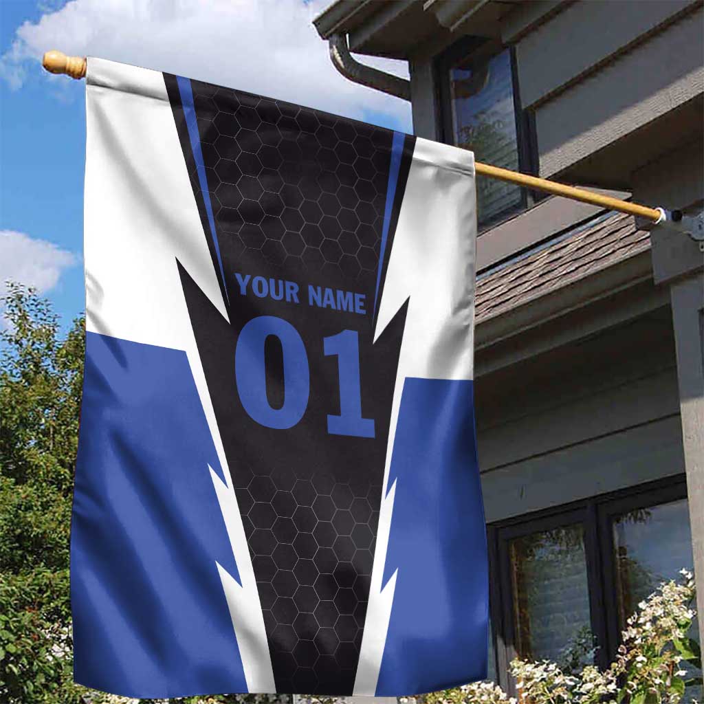 Personalized Bass Fishing Garden Flag Jumping Fish and Blue White Lightning Pattern Design - Wonder Print Shop