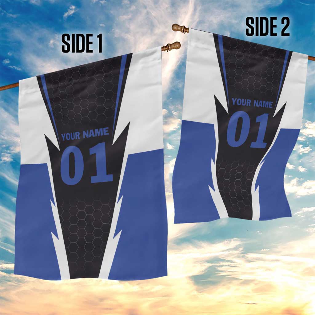 Personalized Bass Fishing Garden Flag Jumping Fish and Blue White Lightning Pattern Design - Wonder Print Shop