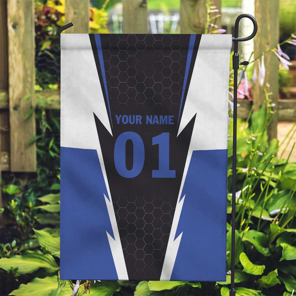 Personalized Bass Fishing Garden Flag Jumping Fish and Blue White Lightning Pattern Design - Wonder Print Shop