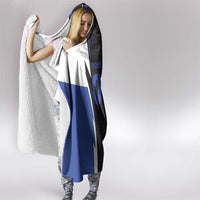 Personalized Bass Fishing Hooded Blanket Jumping Fish and Blue White Lightning Pattern Design - Wonder Print Shop