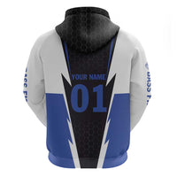 Personalized Bass Fishing Hoodie Jumping Fish and Blue White Lightning Pattern Design - Wonder Print Shop