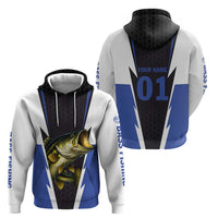 Personalized Bass Fishing Hoodie Jumping Fish and Blue White Lightning Pattern Design - Wonder Print Shop