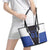 Personalized Bass Fishing Leather Tote Bag Jumping Fish and Blue White Lightning Pattern Design - Wonder Print Shop