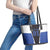 Personalized Bass Fishing Leather Tote Bag Jumping Fish and Blue White Lightning Pattern Design - Wonder Print Shop
