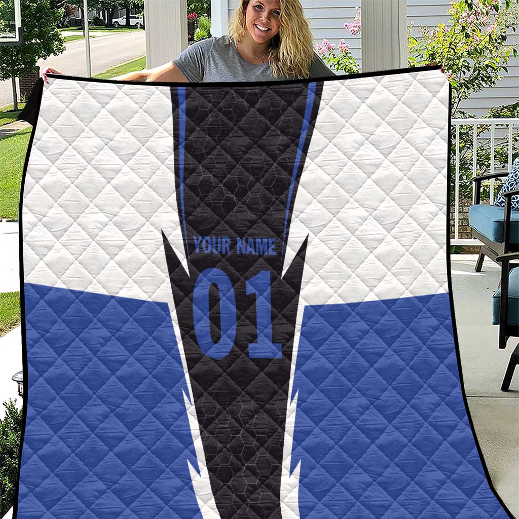 Personalized Bass Fishing Quilt Jumping Fish and Blue White Lightning Pattern Design - Wonder Print Shop