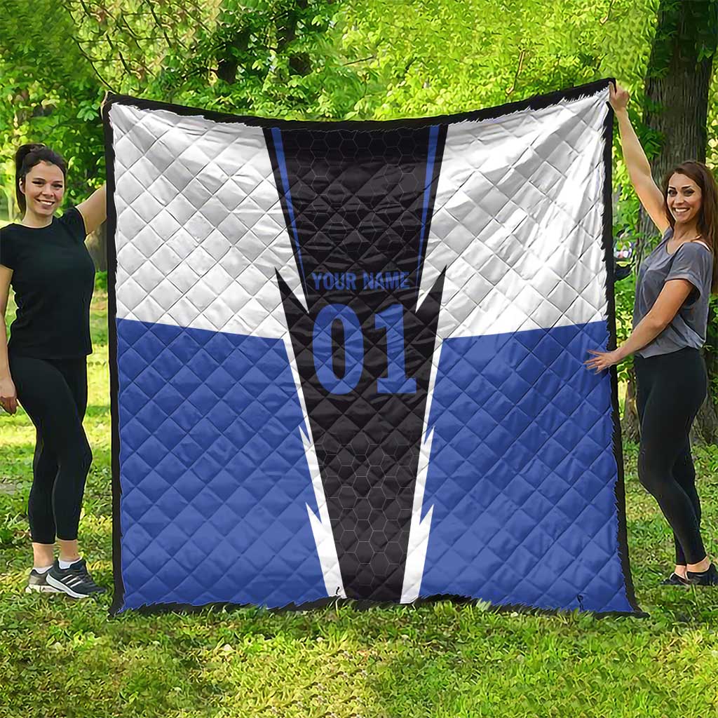 Personalized Bass Fishing Quilt Jumping Fish and Blue White Lightning Pattern Design - Wonder Print Shop