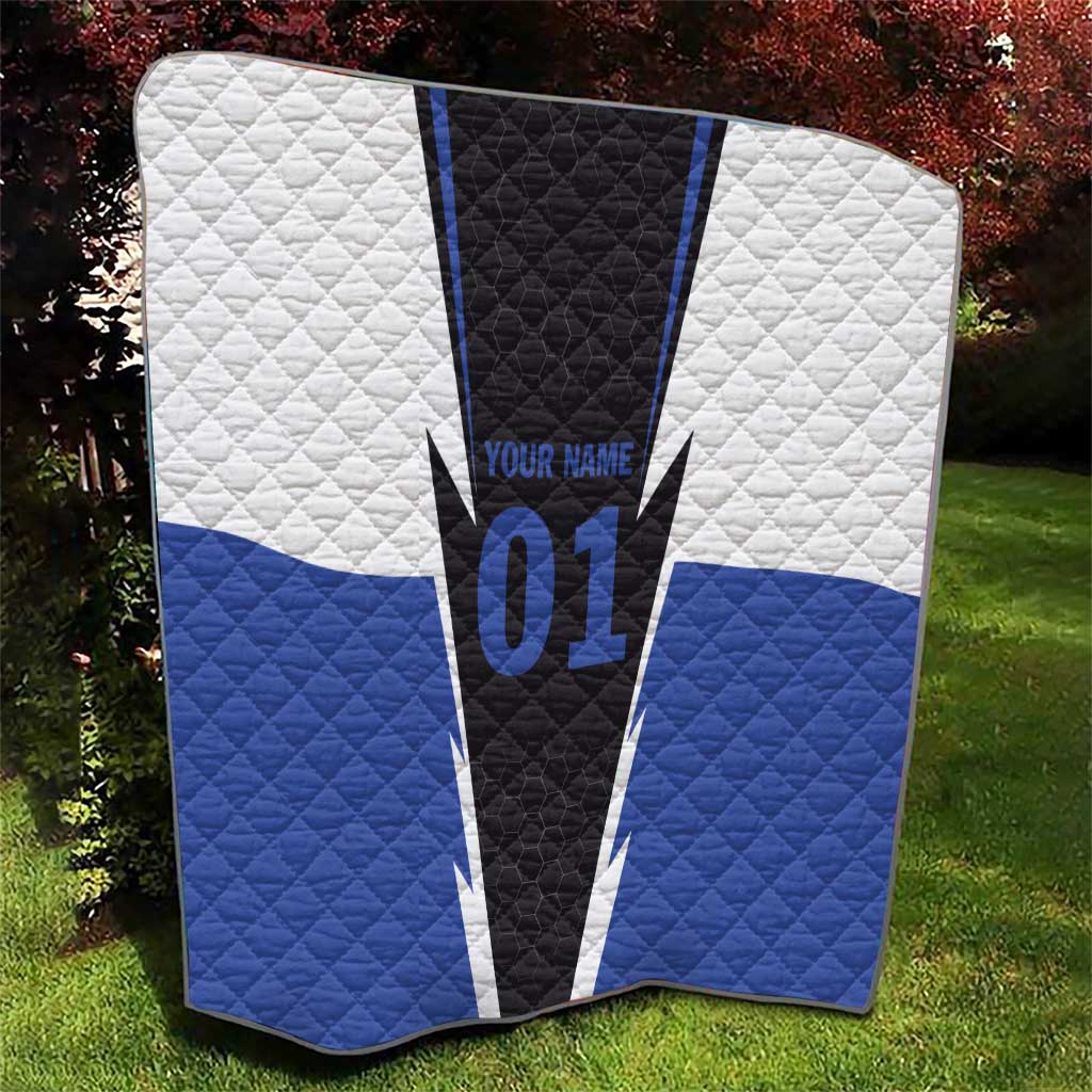Personalized Bass Fishing Quilt Jumping Fish and Blue White Lightning Pattern Design - Wonder Print Shop