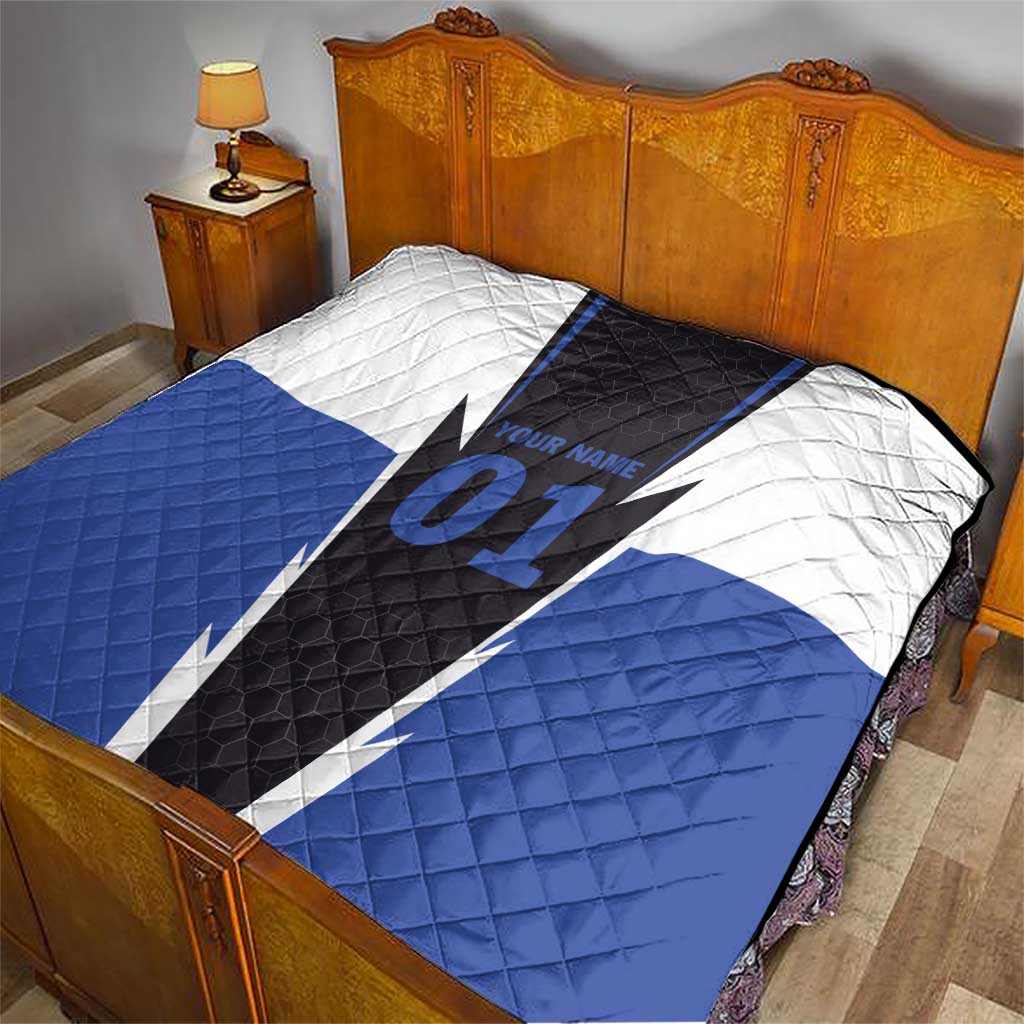 Personalized Bass Fishing Quilt Jumping Fish and Blue White Lightning Pattern Design - Wonder Print Shop