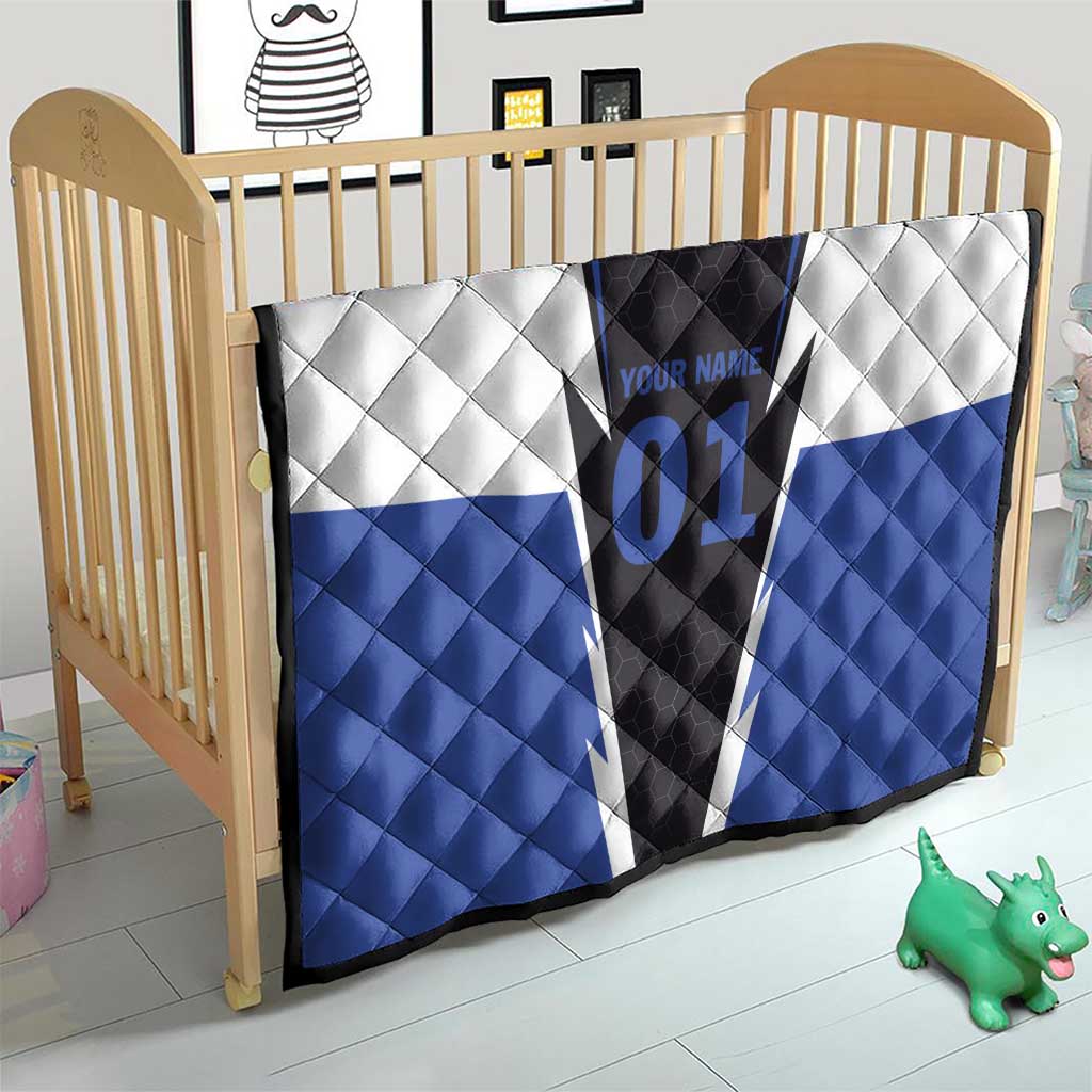Personalized Bass Fishing Quilt Jumping Fish and Blue White Lightning Pattern Design - Wonder Print Shop