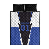 Personalized Bass Fishing Quilt Bed Set Jumping Fish and Blue White Lightning Pattern Design - Wonder Print Shop