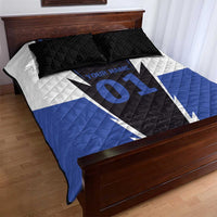Personalized Bass Fishing Quilt Bed Set Jumping Fish and Blue White Lightning Pattern Design - Wonder Print Shop
