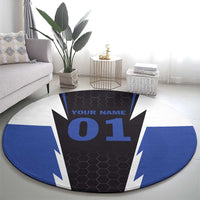 Personalized Bass Fishing Round Carpet Jumping Fish and Blue White Lightning Pattern Design - Wonder Print Shop