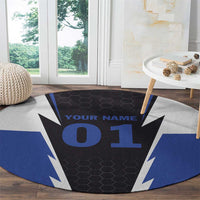Personalized Bass Fishing Round Carpet Jumping Fish and Blue White Lightning Pattern Design - Wonder Print Shop